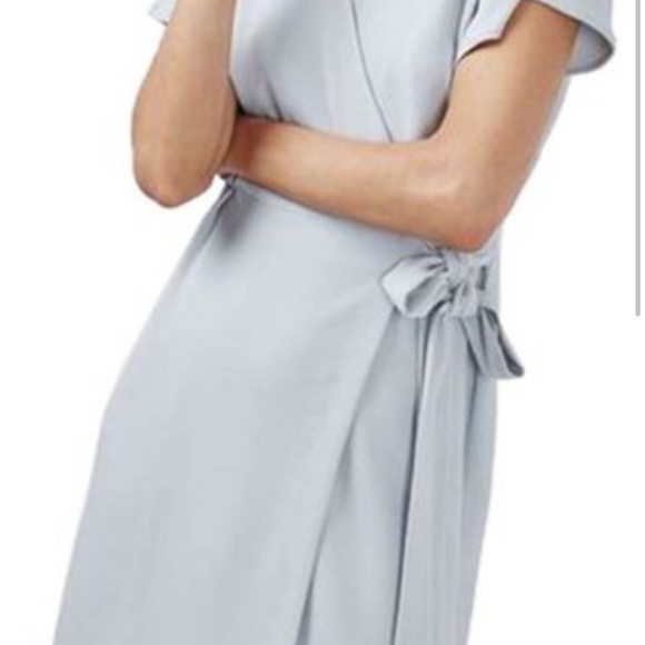 Topshop Pastel Blue Wrap Dress - Picture 2 of 8